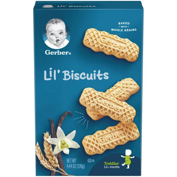 Gerber Lil Biscuits Vanilla Wheat 아기 간식 거버 리틀 비스킷 바닐라 윗 4.44oz(126g) 3팩