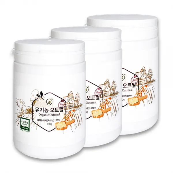 휴나인 100% 순수 국산 친환경 유기농 압착귀리 오트밀 330g, 3개
