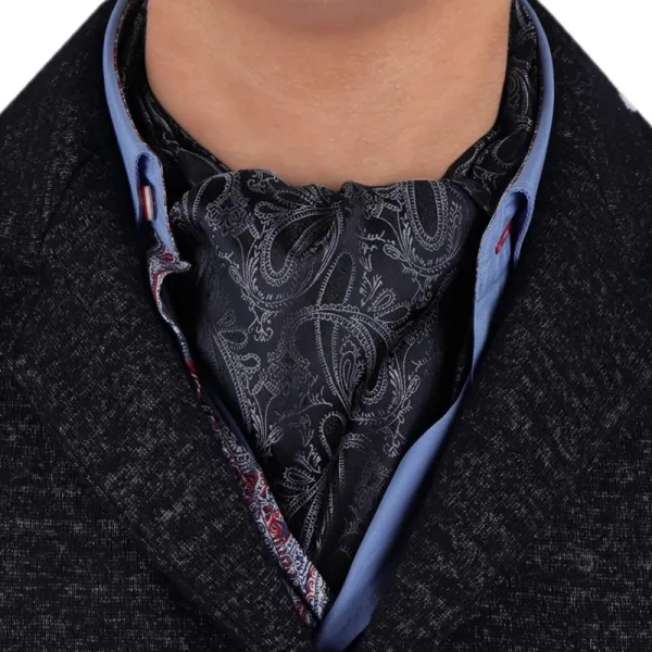 에프포인트 방어율7B05D 미드나잇 블루 패턴의 실크 애스콧 영국 신사복싱 데이 애스콧