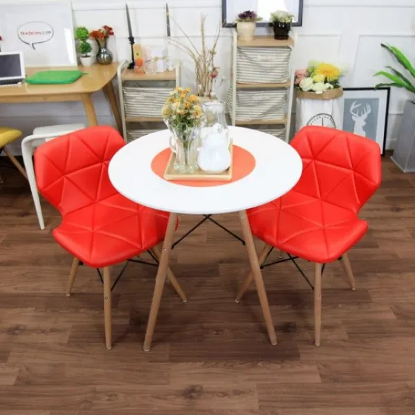 Eiffel 에펠 700 큐브 2인 테이블 세트 식탁+의자 아이보리_레드