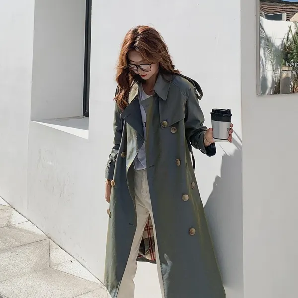 데일리룩 패션 시크한 데일리룩 싱글버튼 롱트렌치코트