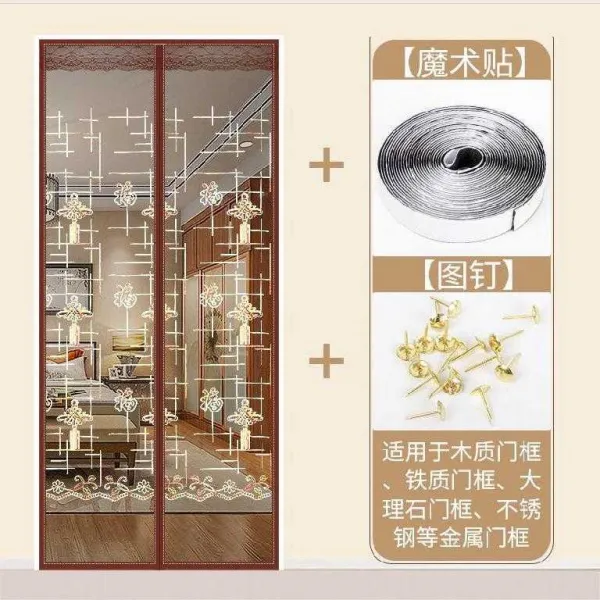 베란다가림막 보강 계절 자성 메쉬 창문커튼 가정용추가 넓은 커튼 접착식 약해지다 뉴타입 방충망 대문 샤커튼 패브릭커튼, C07-정음 자수 단풍통권 배달 밸크로테이프, T06-80205cm