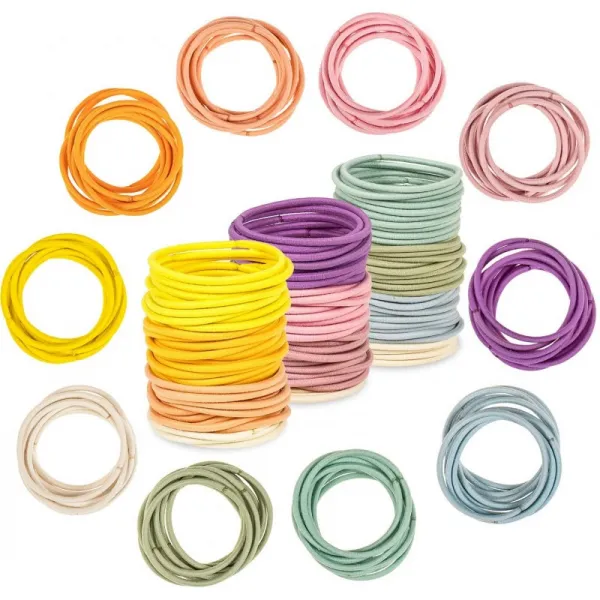 영국직수입 Whaline 100Pcs 헤어 탄성 밴드 마카롱 색상 헤어 타이 벌크 고무 헤어 로프 포니 테일 홀더 여자를위한 정신 헤어