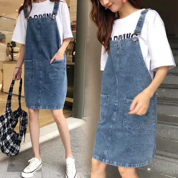 F9e2636 여성멜빵청치마 데님 스커트 A라인 여름 신상 호호글로벌 섀도우폭스 투보이즈 상품 Shadowfox 입니다. 유사품 주의하세요