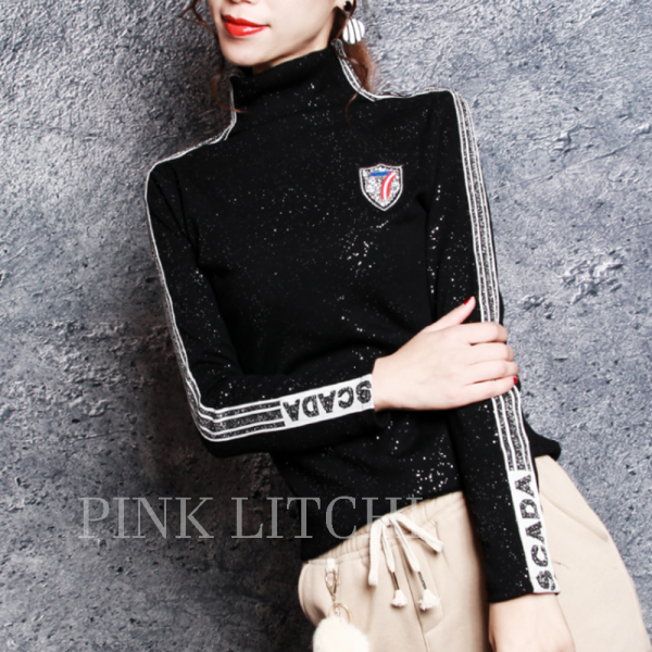 PANDA PINK LITCHI 여성 폴라넥 긴팔 티셔츠 슬림핏 캐주얼 기본티 가을신상 SepQXL27yhy1029su2+사은품 증정
