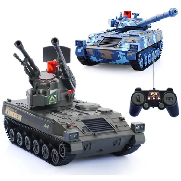 Pilkvy 적외선 배틀 탱크 2.4g 무선 원격 제어 어린이를위한 적외선 적군 군 전투 탱크 세트 충전식 Rc 탱 One Color