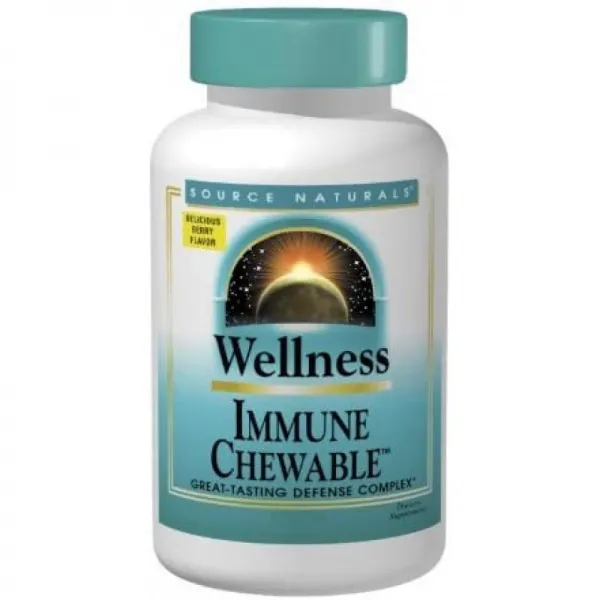 Source Naturals Wellness 면역성이있는 씹을 수있는 위대한 맛을내는 방어 단지 120 웨이퍼, 1, 단일상품