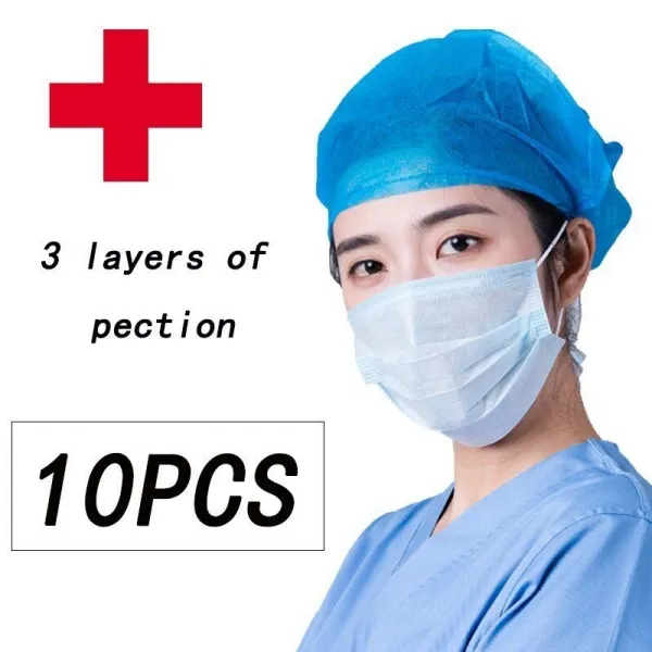 XD 직업 의료 마스크 10Pcs 외과 3 부직포 일회용 입 부드러운 얼굴, 1팩, 10개