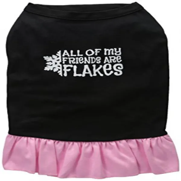 Mirage Pet Products 16-Inch All My Friends are Flakes Screen Print Dress X-Large Black with Pink 신, 1