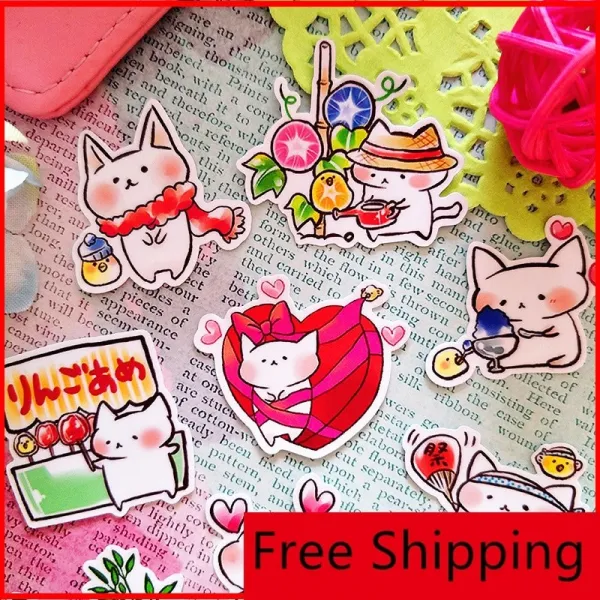 31 pcs 수줍은 고양이 동물 개인화 된 스크랩북 스티커 scrapbooking 물자 개인화 된 스티커 행복한 계획자 기술 vellum