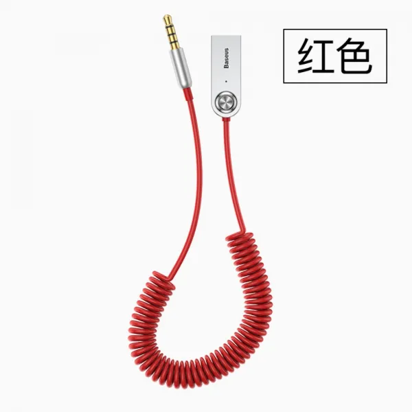 BASEUS 무선 블루투스 수신기 5.0 차량용 AUX 3.5mm 어댑터 동글 리시브 카팩, 무선 블루투스5.0 어댑터 AUX 수신기 레드, 공식표준