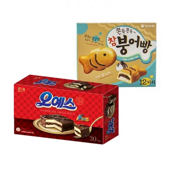 오리온 해태 오예스 30p 900g + 참붕어빵 12p 348g 입심심할때 씩씩가게 미니 초콜릿 간식 파이 1set