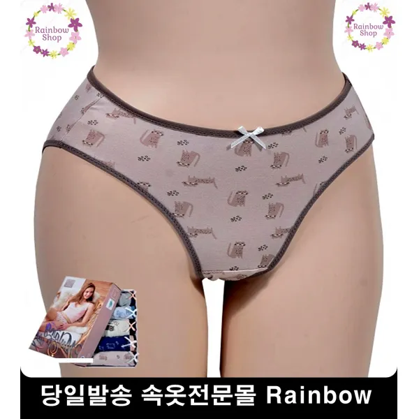 덩치큰 초등학생 고양이팬티5p 감촉우수팬티 심플여성팬티 오래입는팬티