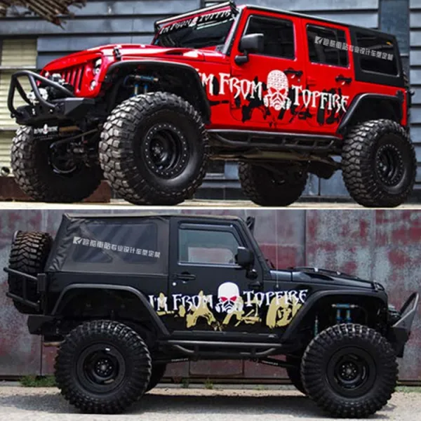 오직구 엠블럼미키 카본필름 지프 JEEP 몰이꾼 차량 가랜드 BJ40 맞불을 놓다 할 것 캐릭터, 비고 차종 맟춤제작 차량 스티커