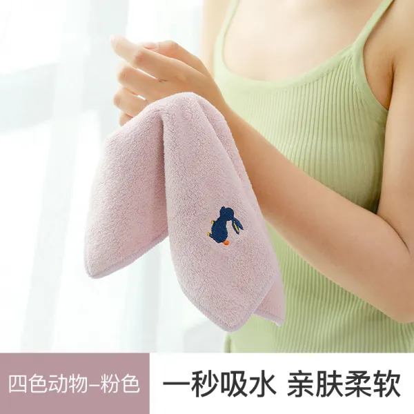 써니 롱 털 가정용 작은 네모난 화장실 주방 키친 수건닦이 보다 순면 코튼 소프트 초강력 흡수 두꺼운 걸이 핑크 （제2건 반값 ）