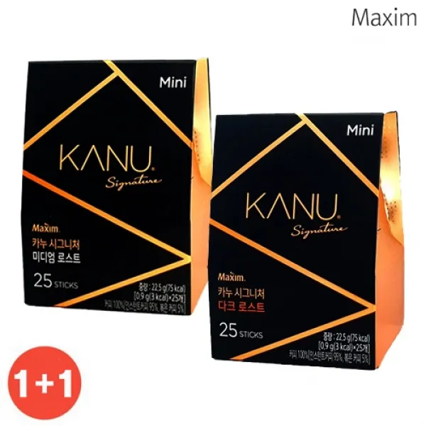 다봄마켓 1+1구성!! Maxim 카누Mini Signature블렌딩 미디엄로스트+다크로스트 각25t 커피믹스