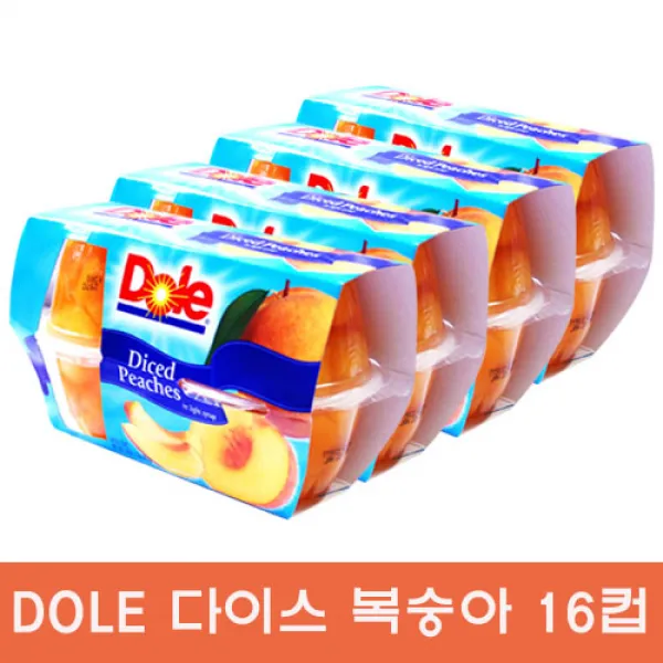 Dole 돌 다이스 복숭아컵 113gx16개/과일컵/복숭아큐브컵