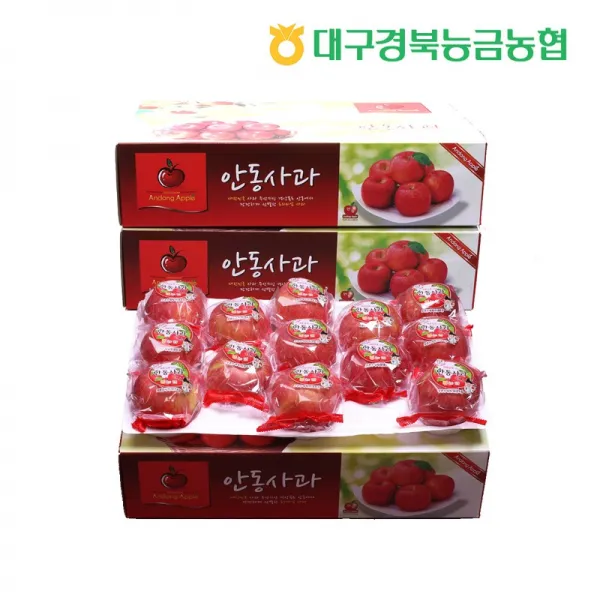[경북능금농협] 안동 세척사과 3kg 12~16과, 1박스
