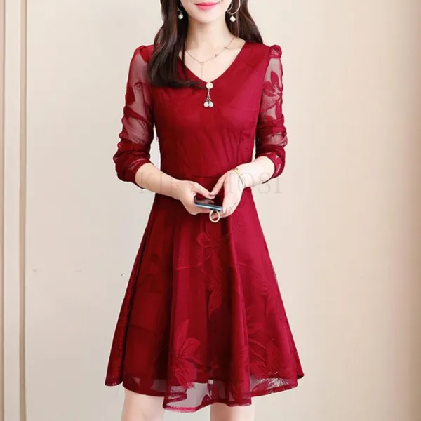 kirahosi 여자 원피스 가을 여성 빅사이즈 긴팔 원피스 dress 예쁜 오피스룩 315 HR8+덧신 증정 DToowvm0
