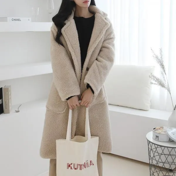 양털 누빔 코트 1044862 OUTER 모직 울코트 베이지 Beige 블랙 Black 아이보리 Ivory 캐주얼