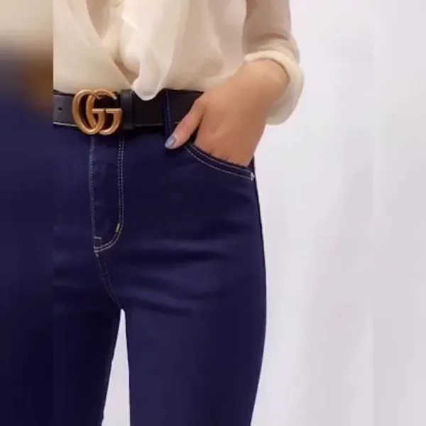 위파인더 9부 털끝 청바지녀 정블루 컬러풀한 허리밴딩 스키니