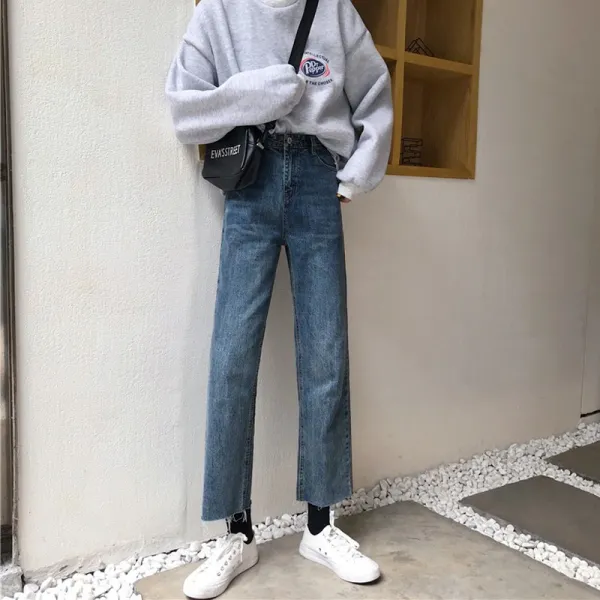 자체제작 여성 유난히말라보이는 데님팬츠 연청