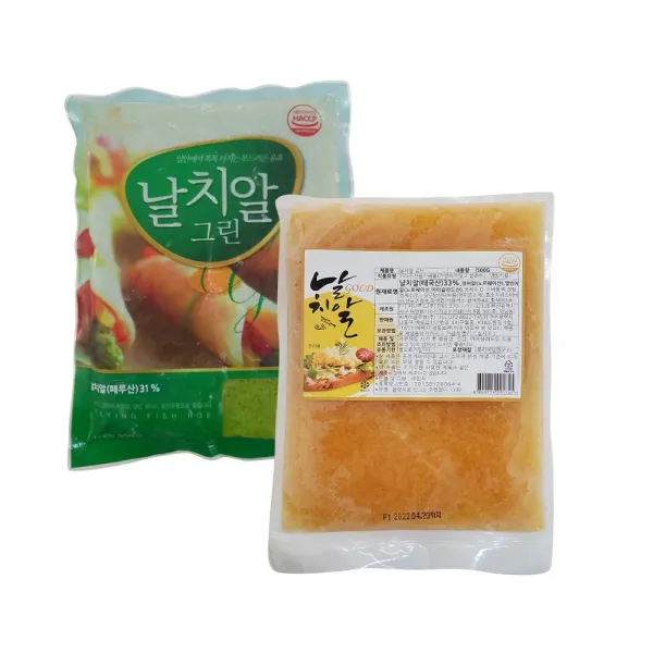 대보유통 몰도리도리 날치알 500g+500g 날치알레드 날치알골드 날치알그린 알밥 초밥 캘리포니아롤, 1세트, 05. 날치알 골드1+그린1
