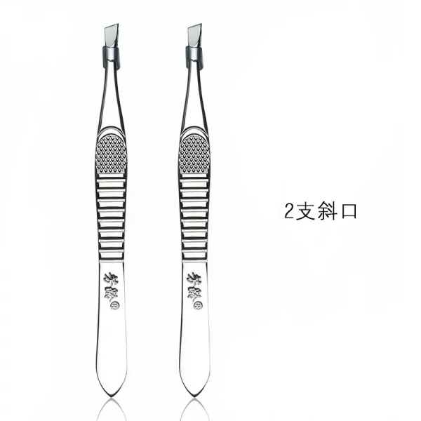 유니크몰 눈썹정리칼 눈썹제모칼 방년 스테인리스 스틸 눈썹집게 족집게 핀셋 사선입 브로치 상고머리 털집게이지 겹 2개 포장, 2개 사선입