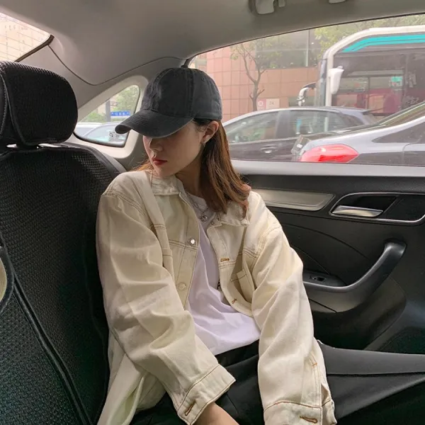 데님코트옷 가을 디자인 감명선 오버핏 미디 롱 BF 무드 계 긴 소매 여성의류