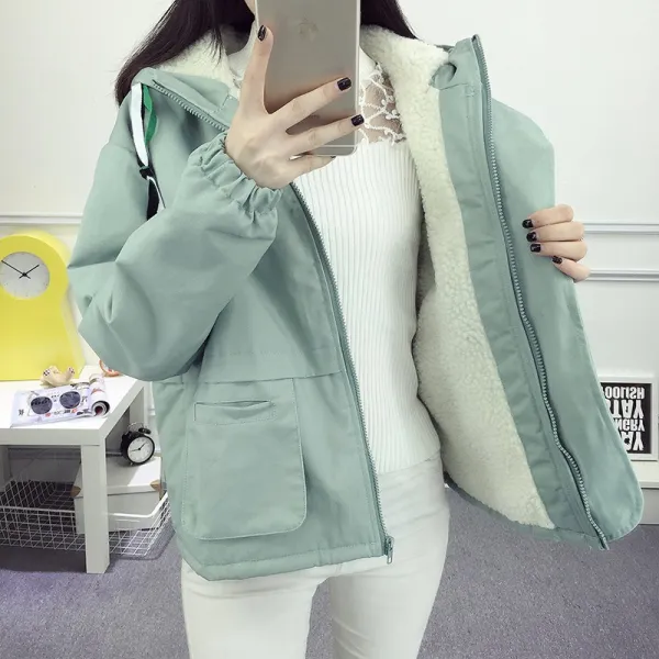 후드집업 램스울 후드티 여성 2019겨울옷 루즈핏 옷 중고등학생 기모 외투