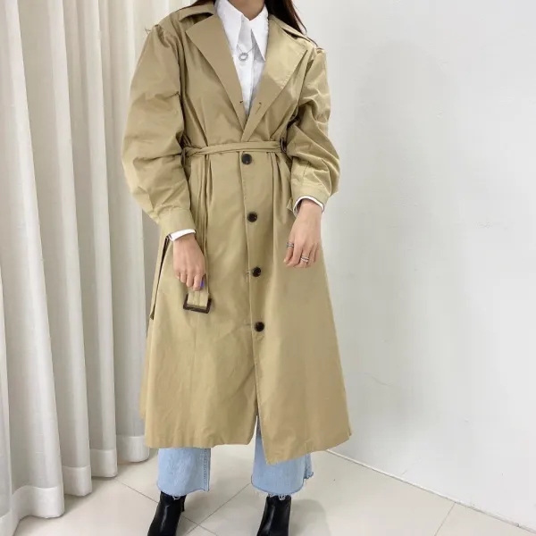 디어다린 간절기 봄 싱글 카라 일자 루즈핏 바바리 롱트렌치코트(2color) 블랙 베이지 봄가을 코트