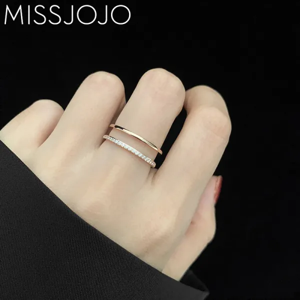 올유캔겟글로벌 데반지 심플 펀칭 더블레이어 큐빅상감 티타늄 플래팅 18 K 로즈 김 복권 당첨금 식지 여성 테일링