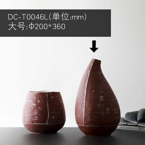인테리어 독창적 도벽 거친 도자기꽃 보틀 화기 다기 꽃꽂이 수배 도예 숏 꽃병, DC-T0046L