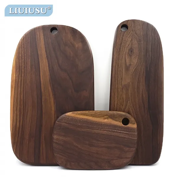 LIUIUSU 블랙 호두나무 통나무 도마 도마 토반 피자판 모반 모아 숙식 토판 자반 자식판 알맹이 23cm*15cm*2cm, 상세페이지 참조