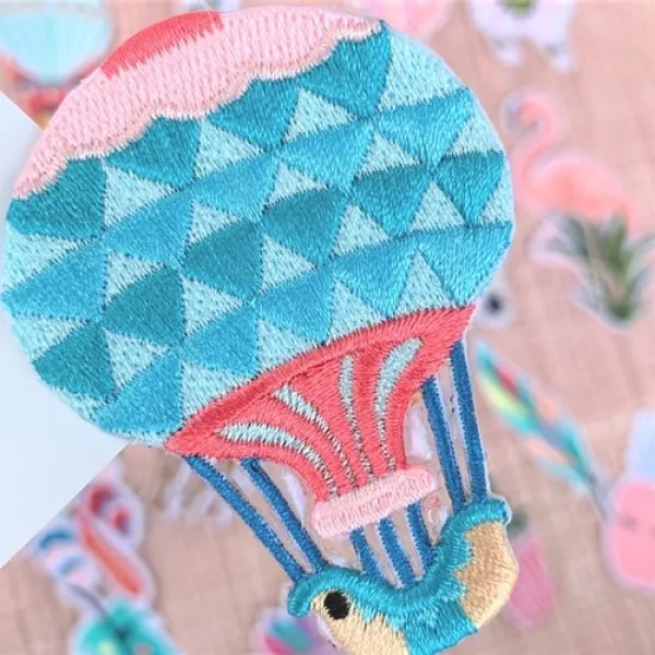 소풍가는집)) 와펜 자수패치 반전스팽글 캐릭터 큐빅뱃지 옷리폼 수선 [350종 대방출], 046 핑크열기구