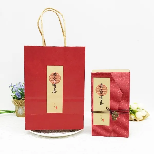 굿씽줄리 결혼식이 종이봉투 아케이스 정미 큰사이즈 라지 복고풍 크라프트지 선물파우치 독창적 답례하고 있다 혼수용품 크라프트지 손에 들다 주머니 포함안 14.2 *7.8 *20.9cm （롱