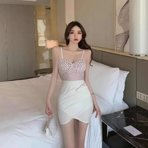 섹시 홀터넥 스커트 디자인 소중외 톱 드레스 나이트 본점 원피스 기질 힙 스커트 여하Z