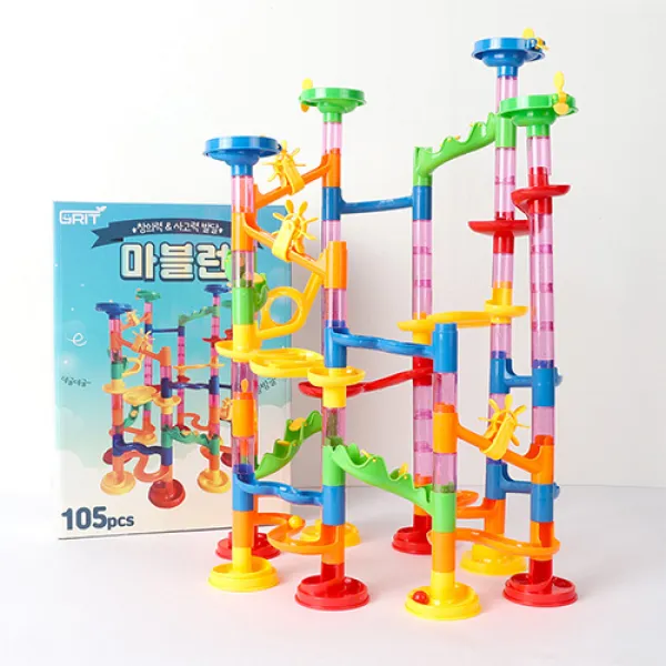 피치애플 마블런 마블 머신 구슬 굴리기 놀이 롤러코스터 장난감, 마블런 105pcs