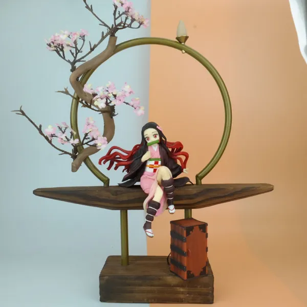 Led 귀칼 네즈코 피규어 램프 조명 굿즈 귀멸의칼날 일륜도 카마도탄지로 인형 소품 선물 F+받침대개