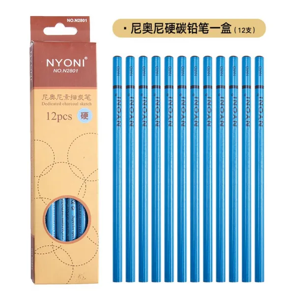 연필 콩테 nyoni연질 전문 스케치 유연탄 펜스케치 미술 전용 매우부드러움 만년필그림 그림공구 나긋 회화 세트포장, T03-경탄소 12개