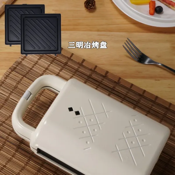 샌드위치제조기 샌드위치기 아침기계 가정용 가벼운식사메이커 와플기 국다용도 가열 토스트 누름식토스터, T01-아이보리 삼명 제련소+삼명 제련 트레이+선물보따리