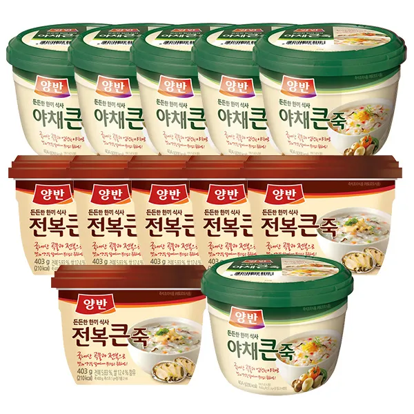 양반 전복큰죽 404g*6개+야채큰죽 404g*6개, 6+6개