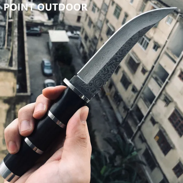 일본 군사 전투 전술 Katana 고정 블레이드 사냥 칼 다마스커스 야외 캠핑 생존 EDC 도구 포켓 보위 나이프