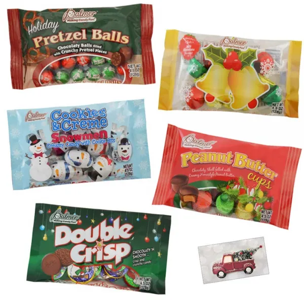 Thingamajungle 크리스마스 캔디 Assortment 초콜릿 땅콩 버터 프레즐 쿠키 크림 더블 신선 평야 5pk 번들 포함 축하 자석 선택 상세설명참조