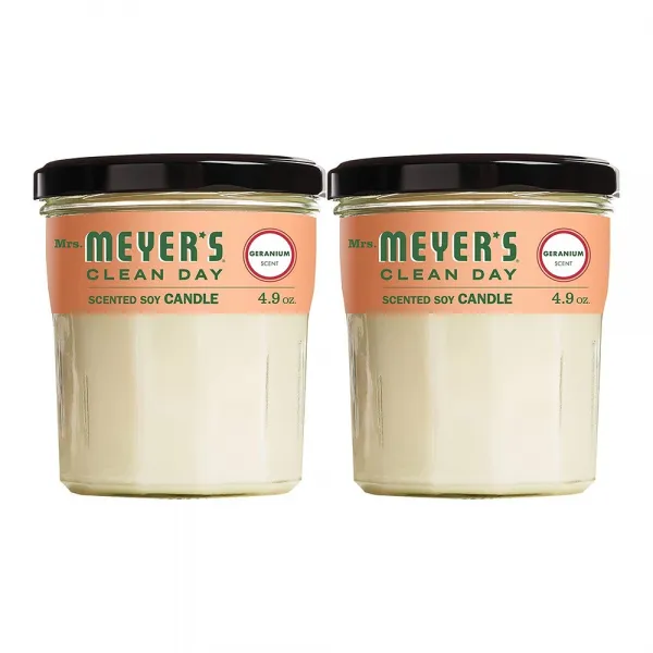 미세스 메이어스 클린데이 Mrs. Meyers Clean Day Soy Candle Geranium 캔들 제라늄 4.9oz(138g) 2팩