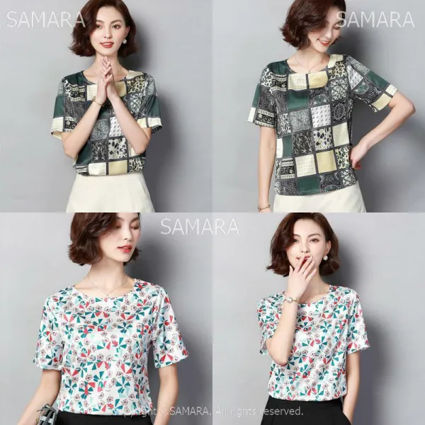 Qterra 특허브랜드 A8601 호피문늬 캐쥬얼 여성블라우스 루즈핏 반팔