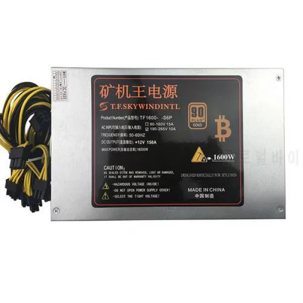 TFSKYWINDINTL 1600W PC 전원 공급 장치 PSU 광업 S9 S7 A8 A7 A6 A3 E9 T9, 상세내용참조