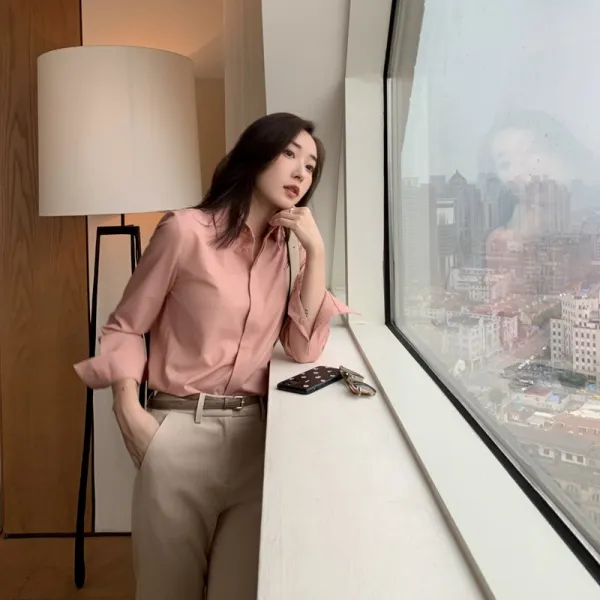 Jan.11 873번 셔츠 여 긴소매 가을 겨울 패션 양기 첩첩 오피스룩 셔츠 디자인 소 프랑스 스타일 상의Z