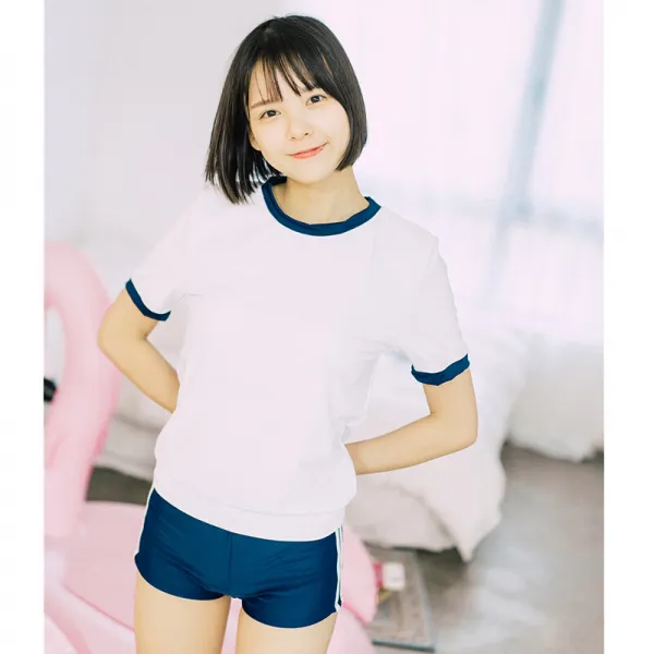 일본 과 학교 체조 수영복 수영복 수영복 여자 소녀 평각 바지 보수 운동 학생 사고수 해병람 엘