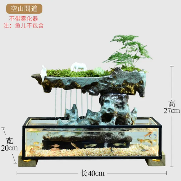 해외 도자기 흐르는 물 미경관 어항 조경가습기 사무실 돈 모으기 테이블-104647, 01.공산은